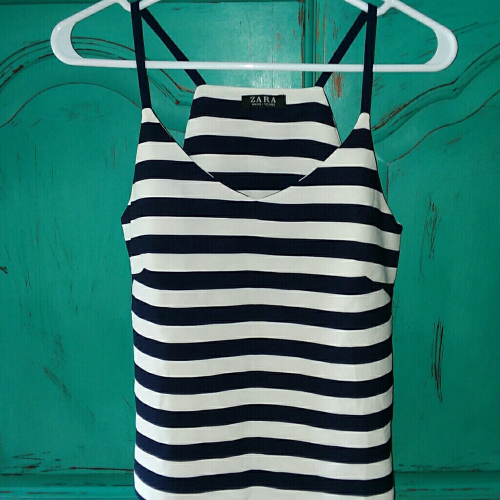 Zara sz small navy and white striped top. - Picture 2 of 4